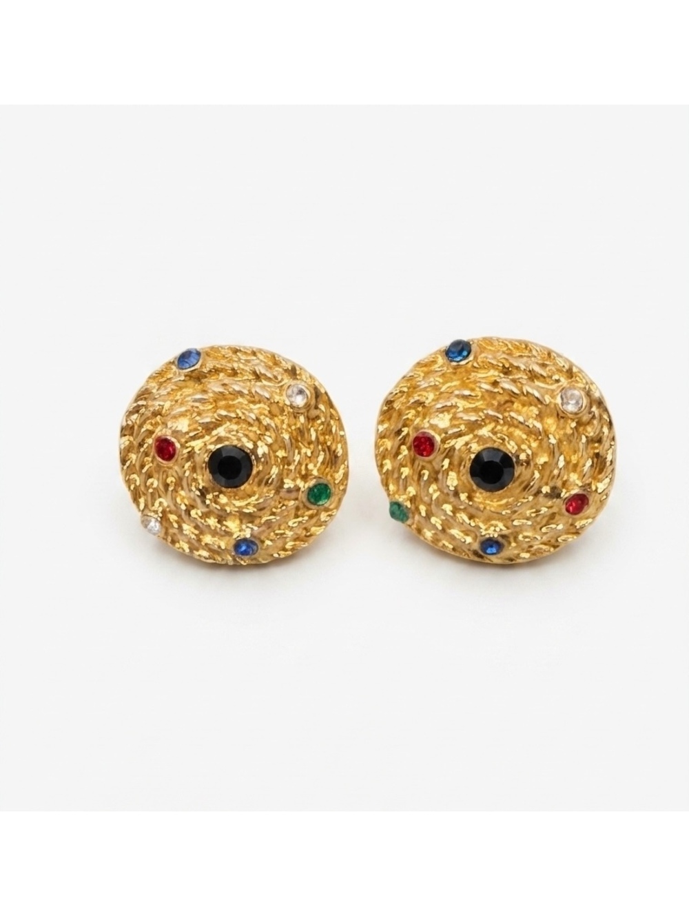 Vintage Runway Statement Earrings with Multicolor Stones